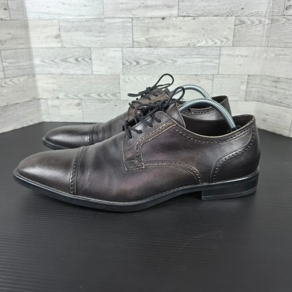 Bruno Magli Lansdale BM600252 Mens Leather Lace Up Cap Toe Oxfords Shoes Sz 11.5